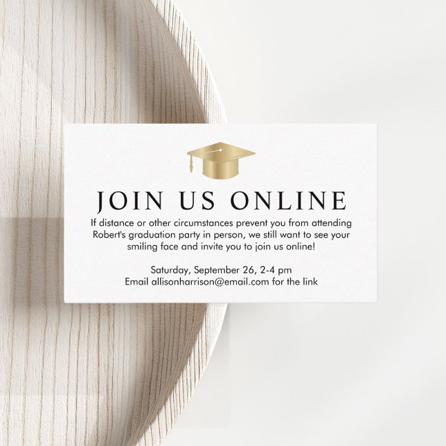 Elegant White Gold Online Graduation Party Enclosure Card (Creator Uploaded)