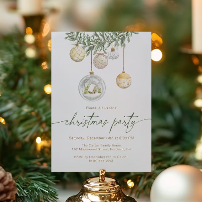 Elegant White Gold ornament Christmas party Invitation (Creator Uploaded)