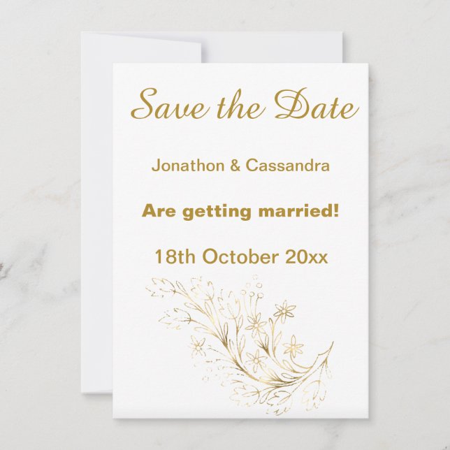 ELEGANT WHITE GOLD PASTEL MARBLE SAVE THE DATE (Front)