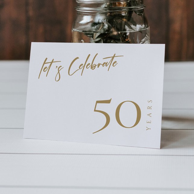 Elegant White & Gold Personalised 50th Anniversary Invitation (Personalized Elegant White & Gold Personalized 50th Anniversary Invitation)