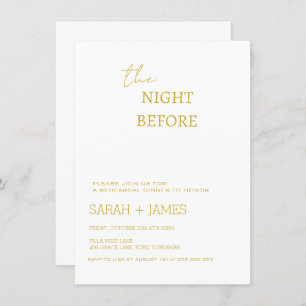 Elegant White & Gold Rehearsal Dinner Wedding   Invitation