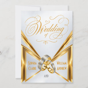 Elegant White Gold Rings Wedding Invitation