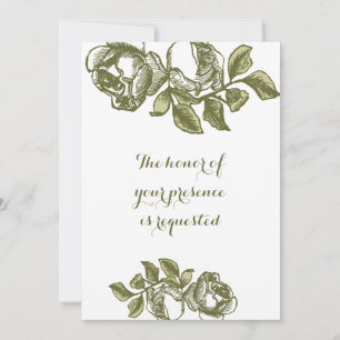 Elegant White Gold Roses Custom Wedding Invitation