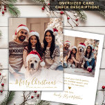 Elegant White Gold Script 2 Photo Christmas  Holiday Card<br><div class="desc">Modern Elegant White and Gold Script 2 Photo Merry Christmas Script Holiday Card. PLEASE NOTE, THESE 6.5" X 8.75" SIZE CARDS ARE LARGER THAN AVERAGE, DUE TO THE LARGER CARD SIZE, IT'S ALMOST CERTAIN THAT THE POSTAGE COSTS WILL BE HIGHER. IF YOU PREFER THE STANDARD 5X7" SIZE, YOU CAN FIND...</div>