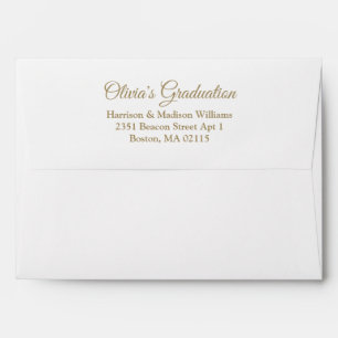 Elegant white gold script personalised graduation envelope