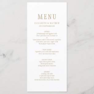 Elegant White Gold Simple Wedding Menu
