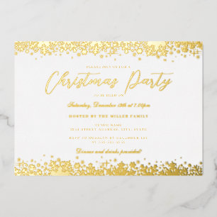 Elegant White Gold Snowflake Christmas Party