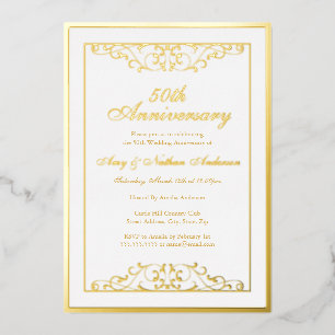 Elegant White Gold Swirl 50th Wedding Anniversary 