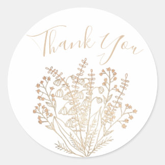 Elegant White & Gold Thank You Sticker