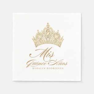 Elegant White Gold  Tiara Mis Quince Anos Napkin