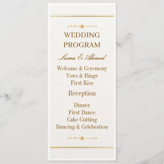 Elegant White Gold Wedding Program | Luxury Weddin Programme