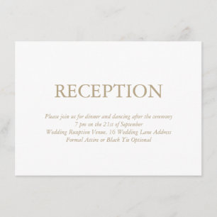 Elegant White Gold Wedding Reception Enclosure Card