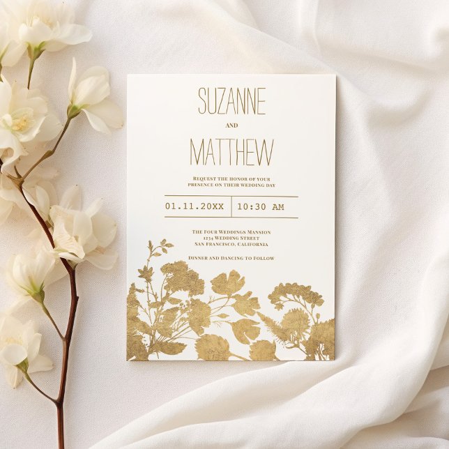 Elegant white gold wildflower luxury Wedding Invitation (Elegant white gold wildflower luxury Wedding )