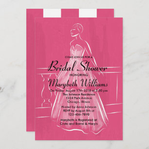 Elegant White Gown Bridal Shower Card Invitation