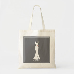 Elegant White Gown on Gray - Stylish Simple Design Tote Bag