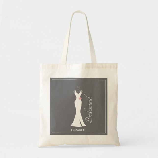 Elegant White Gown on Grey - Bridesmaid Tote Bag (Front)
