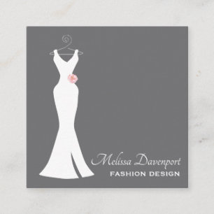 Elegant White Gown on Grey - Stylish Minimalist Square Business Card