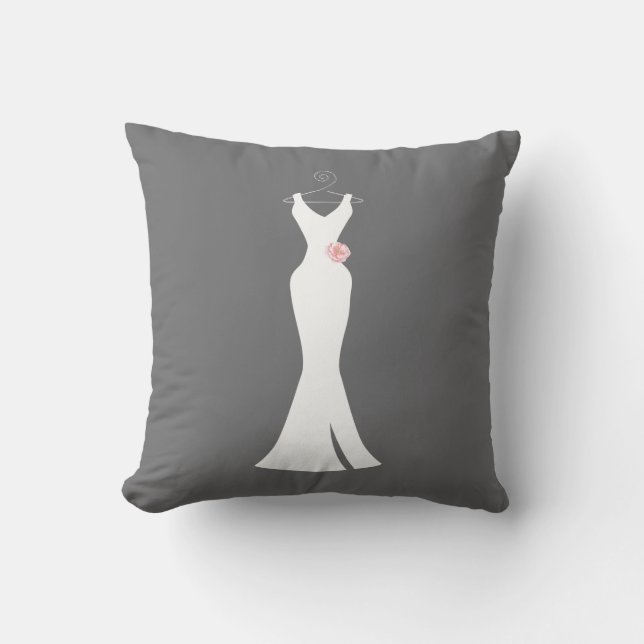 Elegant White Gown on Grey - Stylish Simple Desig Cushion (Front)