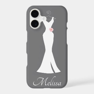 Elegant White Gown on Grey - Stylish Simple Design