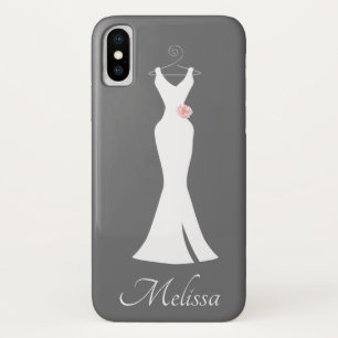 Elegant White Gown on Grey - Stylish Simple Design iPhone X Case