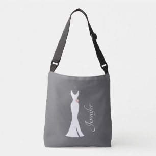 Elegant White Gown on Grey - Stylish Simple Design Crossbody Bag