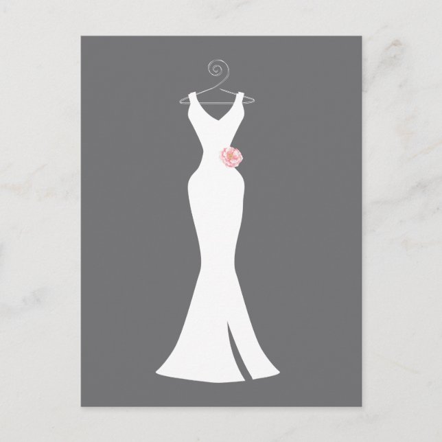 Elegant White Gown on Grey - Stylish Simple Design Postcard (Front)
