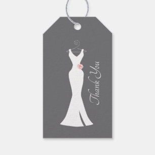 Elegant White Gown on Grey - Stylish Thank You Gift Tags