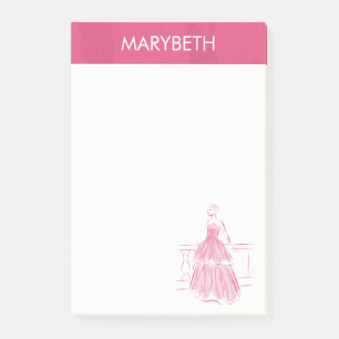 Elegant White Gown Personalised Post-It Notes