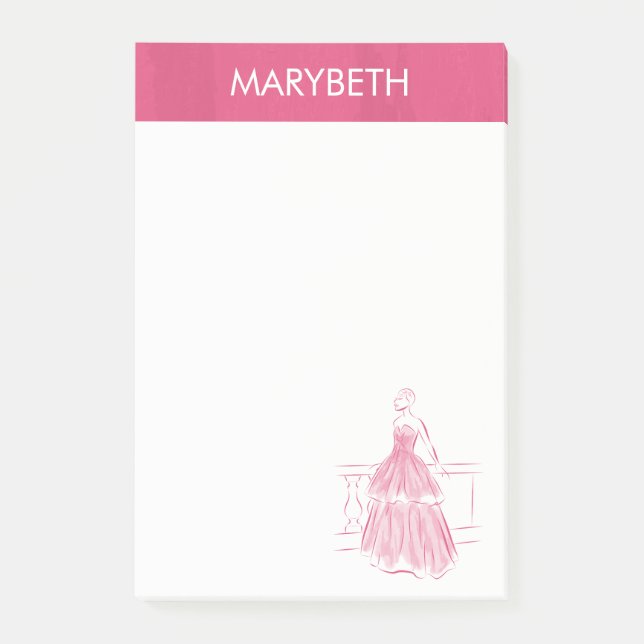 Elegant White Gown Personalised Post-It Notes (Front)