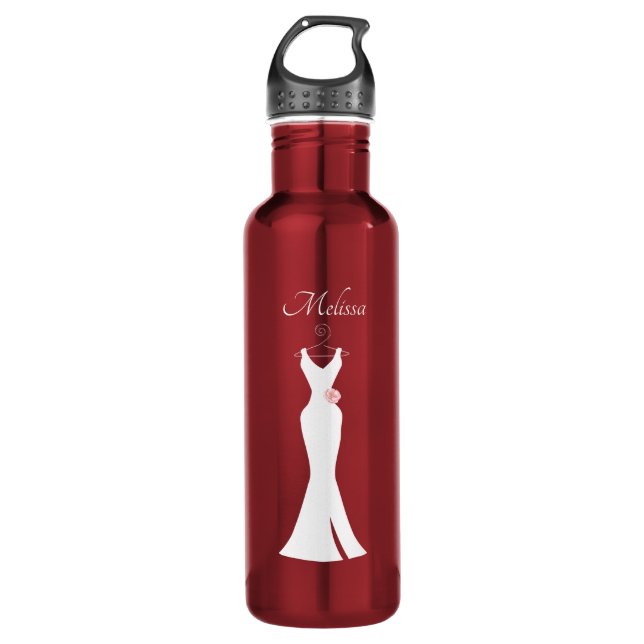 Elegant White Gown Simple Minimalist Design 710 Ml Water Bottle (Front)