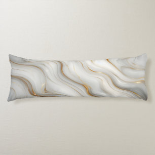 Elegant White Gray Gold Marble Pattern Design  Body Cushion