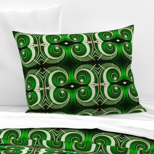 Elegant white green mirrored spiral L-size pattern Pillowcase (Creator Uploaded)