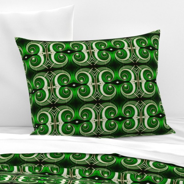 Elegant white green mirrored spiral M-size pattern Pillowcase (Creator Uploaded)