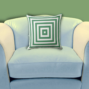 Elegant White & Green  Nested Box Pattern  Cushion