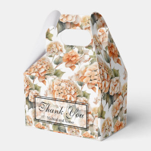 Elegant white green orange boho watercolor floral  favour box