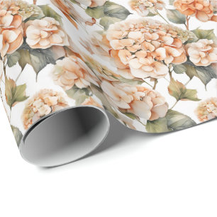 Elegant white green orange boho watercolor floral wrapping paper