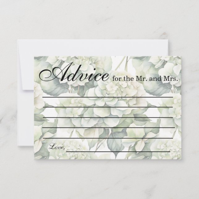 Elegant white green watercolor Advice  Mr. and Mrs Card (Front)