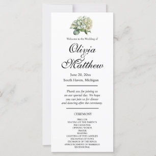 Elegant white green watercolor floral program
