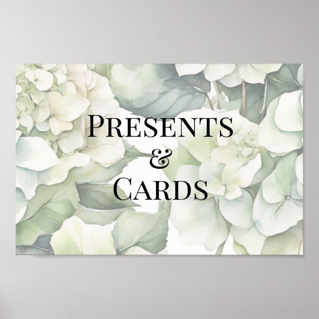 Elegant white green watercolor floral wedding poster (Front)