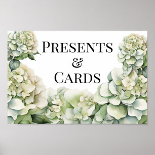 Elegant white green watercolor floral wedding poster