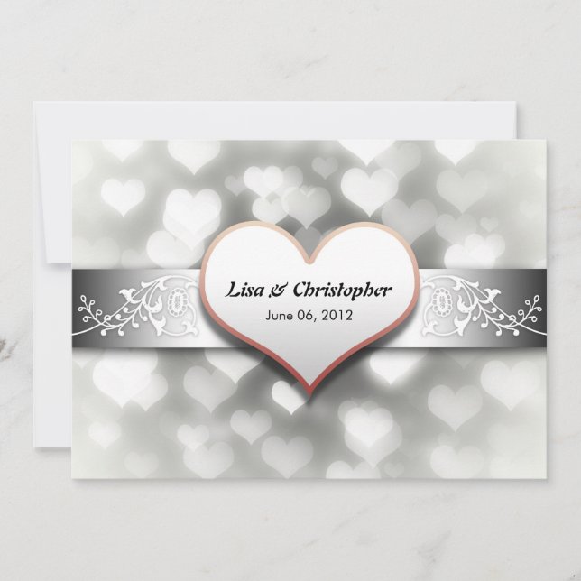 elegant white grey black colours wedding invitatio invitation (Front)