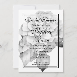 Elegant white grey black watercolor floral invitation