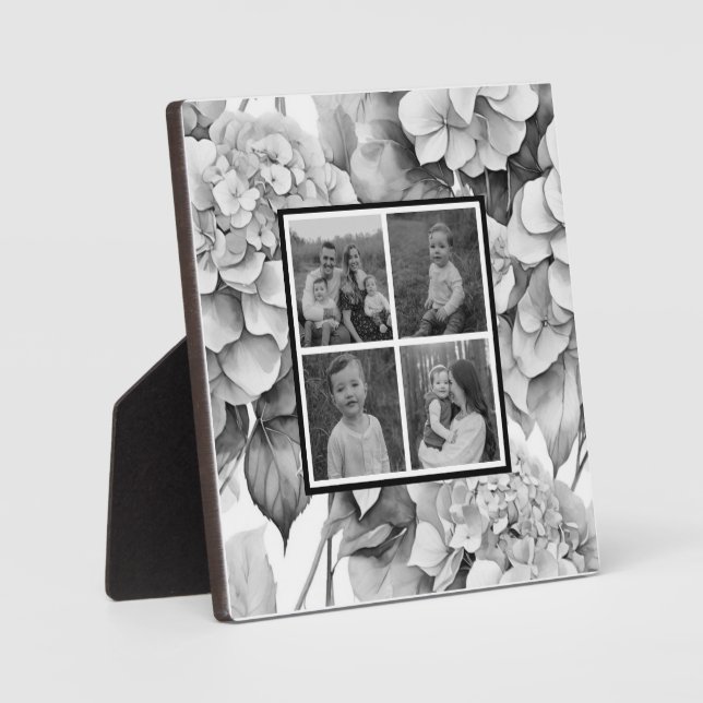 Elegant white grey black watercolor floral  plaque (Front)