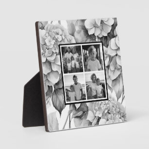 Elegant white grey black watercolor floral plaque