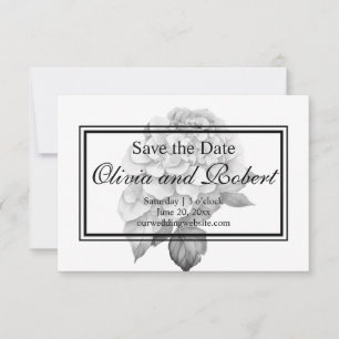 Elegant white grey black watercolor floral save the date