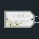 Elegant White Grey Green Bridal Shower No Wrap Gift Tags<br><div class="desc">Enclose this gift tag with your invitations for your guests to attach to their gifts. Designed to match my bestselling Elegant White Grey Green Watercolor Floral Bridal Shower Suite, this No Wrap gift tag features the same elegant script calligraphy and text, lush grey green botanical leaves and eucalyptus, and bordered...</div>