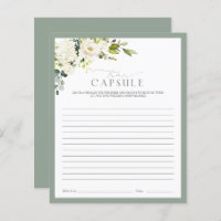 Elegant White Grey Green Time Capsule Shower Game