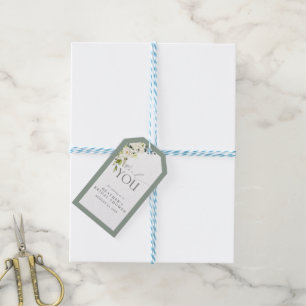 Elegant White Grey Green Watercolor Bridal Shower Gift Tags