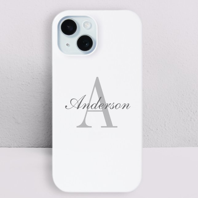 Elegant White & Grey Monogram Case-Mate iPhone Case (Creator Uploaded)