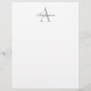Elegant White & Grey Monogram Custom Letterhead